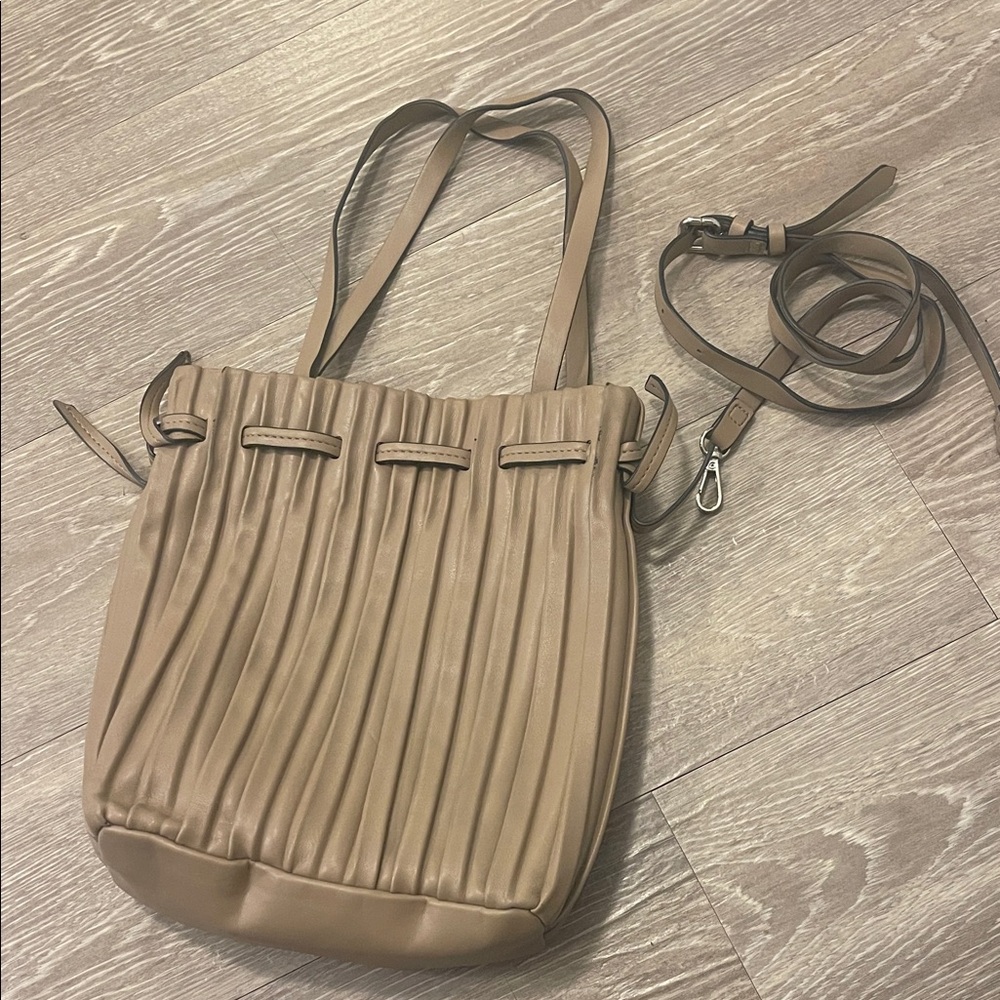 Zara Tan Pleated Shoulder Bag